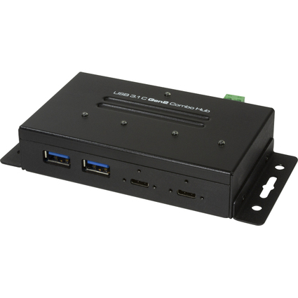 LogiLink USB 3.2 (Gen2) Combo Industrie-Hub, 4-Port, schwarz