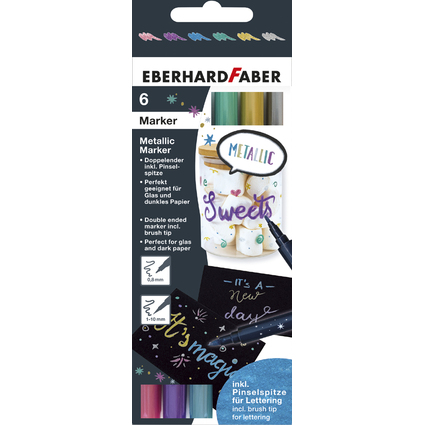 EBERHARD FABER Pigmentmarker Metallic Duo, 6er Kartonetui