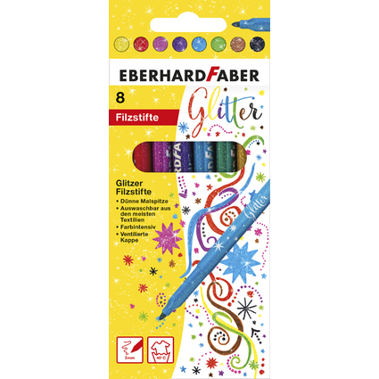 EBERHARD FABER Glitter-Fasermaler, 8er Kartonetui
