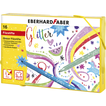 EBERHARD FABER Glitter-Fasermaler, 16er Geschenkkarton