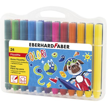 EBERHARD FABER Dicke Fasermaler COLORI, 24er Kunststoffbox