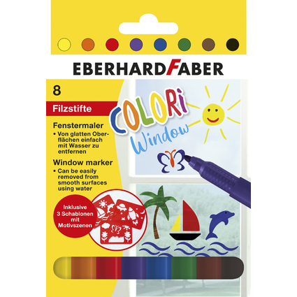 EBERHARD FABER Fenstermarker, 8er Kartonetui mit Schablonen