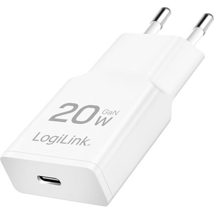 LogiLink USB-Steckdosenadapter, 1x USB-C (PD), 20 Watt, wei