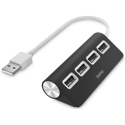 hama USB 2.0 Hub, 4 Port, schwarz