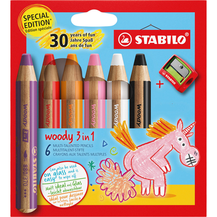 STABILO Multitalentstift woody 3 in 1, 6er Etui Einhorn