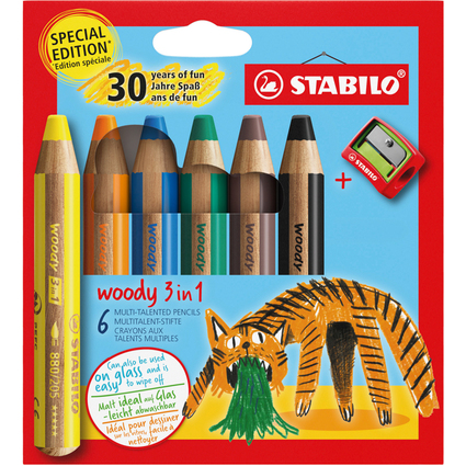 STABILO Multitalentstift woody 3 in 1, 6er Etui Tiger