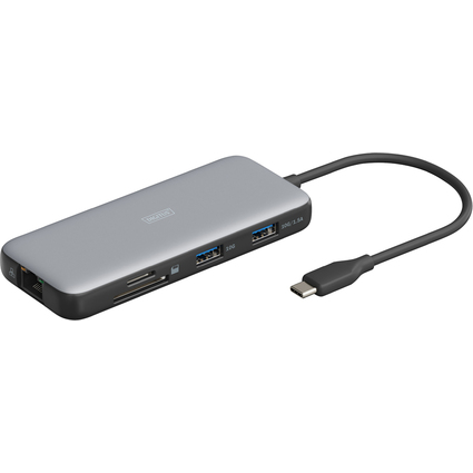 DIGITUS Docking Station, USB-C, 7-Port, grau / schwarz