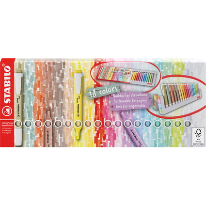 STABILO Textmarker swing cool NatureCOLORS, 18er Tischset