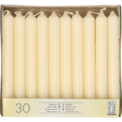 STARPAK Tafelkerzen, 21 mm, creme, 30er Pack