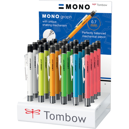 Tombow Druckbleistift "MONO graph", 0,7 mm, 24er Display