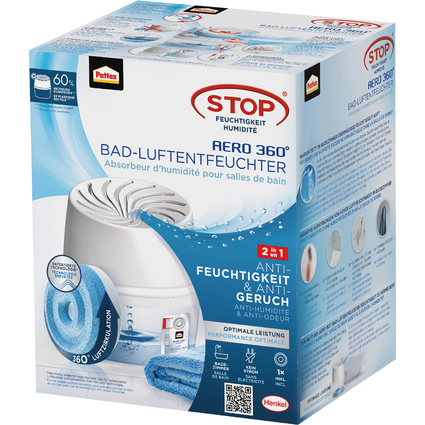 Pattex Bad-Luftentfeuchter AERO 360 inkl. 450 g Tab, wei