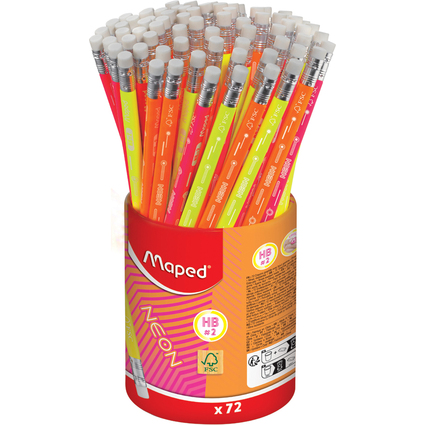 Maped Bleistift NEON, mit Radierer, HB, 72er Kcher