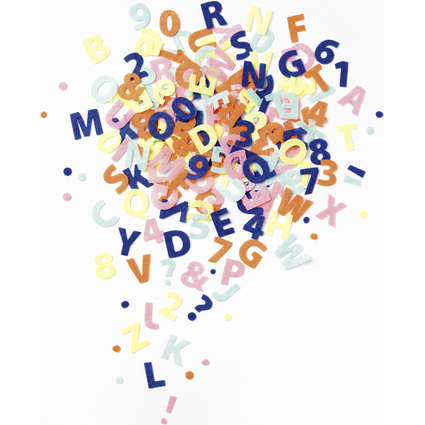 folia Filz-Streudeko "Buchstaben & Zahlen", 200 Teile