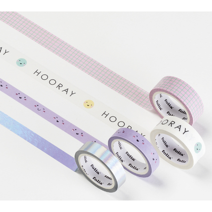 folia Deko-Klebeband Washi-Tape "HOTFOIL HAPPY VIBES", 4er