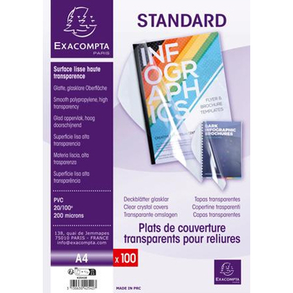 EXACOMPTA Einbanddeckel STANDARD, PVC, DIN A4, transparent