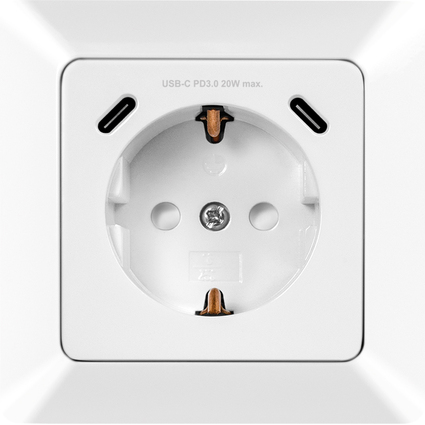 LogiLink Unterputz-Steckdose, 1x CEE 7/3, 2x USB-C, PD, wei