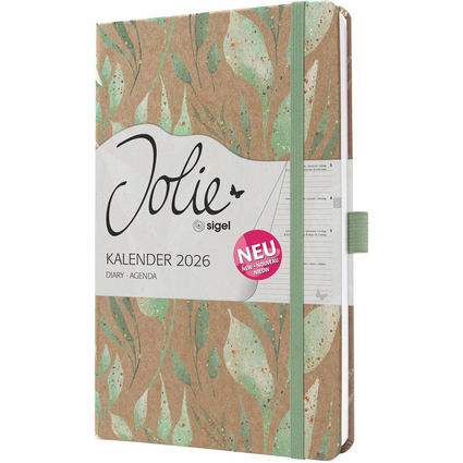 sigel Buchkalender Jolie Pure 2026 "Sparkle Leaves", A5