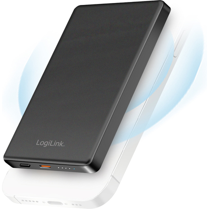 LogiLink Magnetische Powerbank, 5.000 mAh, USB-C, schwarz