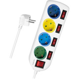 LogiLink Steckdosenleiste, 4-fach mit 5 Schaltern,mehrfarbig