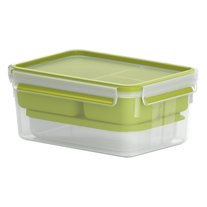 emsa XL Lunchbox CLIP & GO, 2,3 Liter, transparent / grn