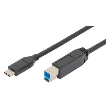 DIGITUS USB 3.0 Anschlusskabel, USB-C - USB-B Stecker, 1,8 m