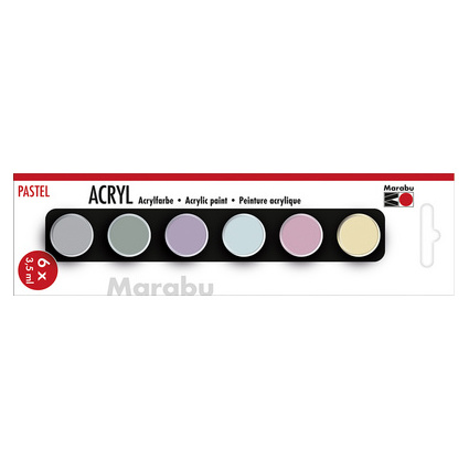 Marabu Acrylfarben-Set "PASTELL", 6 x 3,5 ml