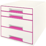 LEITZ schubladenbox WOW CUBE, 4 Schbe, perlwei/pink