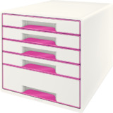 LEITZ schubladenbox WOW CUBE, 5 Schbe, perlwei/pink