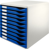 LEITZ schubladenbox Formular-Set, 10 Schbe, lichtgrau/blau