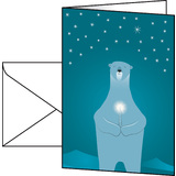 sigel weihnachtskarte "Polar bear with candle", din A6