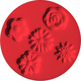 FIMO silikon-motiv-form "Flowers", 5 Blumen-Motive, rot