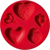 FIMO silikon-motiv-form "Hearts", 5 Herz-Motive, rot