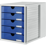 HAN schubladenbox SYSTEMBOX, 5 Schbe, lichtgrau/blau