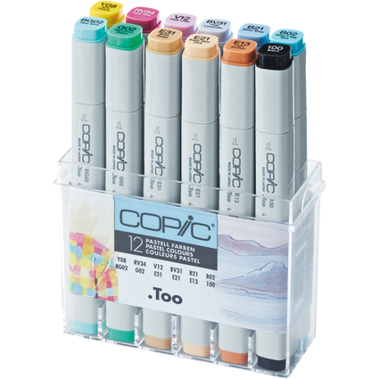COPIC Marker classic, 12er Set Pastellfarben