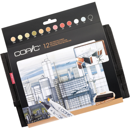 COPIC Marker classic, 24er Wallet mit 12 Architekturfarben