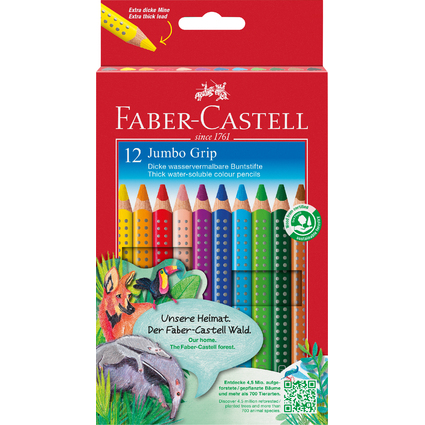 FABER-CASTELL Dreikant-Buntstifte Jumbo GRIP, 12er Etui