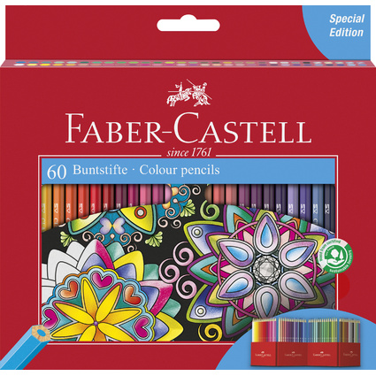 FABER-CASTELL Hexagonal-Buntstifte CASTLE, 60er Kartonetui