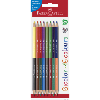 FABER-CASTELL Buntstifte Bicolor, 8er Blisterkarte