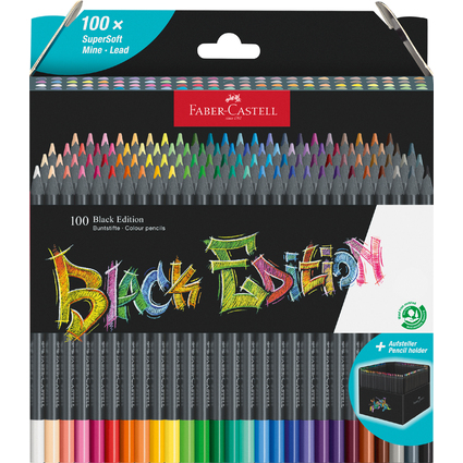 FABER-CASTELL Dreikant-Buntstifte Black Edition, 100er Etui