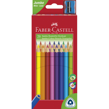 FABER-CASTELL Dreikant-Buntstifte Jumbo, 20er Etui