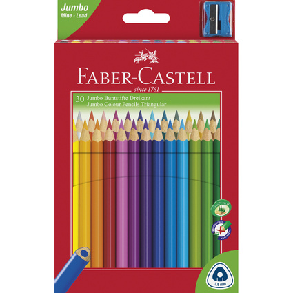 FABER-CASTELL Dreikant-Buntstifte Jumbo, 30er Etui