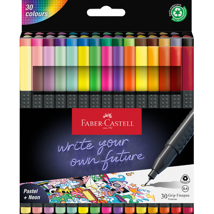 FABER-CASTELL Fineliner GRIP FINEPEN, 30er Kartonetui