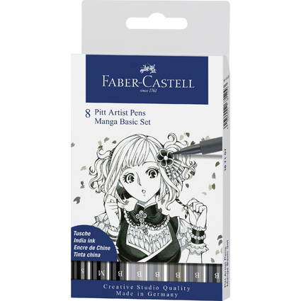 FABER-CASTELL Tuschestift PITT artist pen, Manga Basic Set