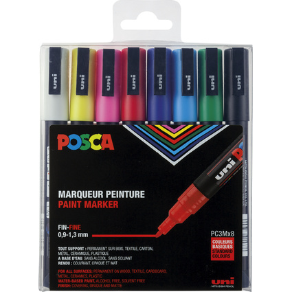 POSCA Pigmentmarker PC-3M, 8er Box, Standard