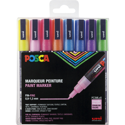 POSCA Pigmentmarker PC-3ML Glitter, 8er Box
