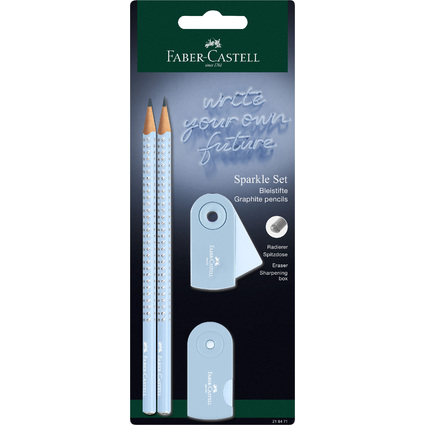 FABER-CASTELL Schreibset GRIP SPARKLE, hellblau