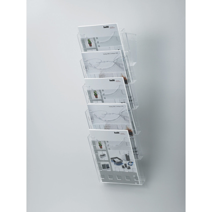 1x helit Wandhalter H61025 H61026 Prospekthalter Büro Kataloge Flyer glasklar 