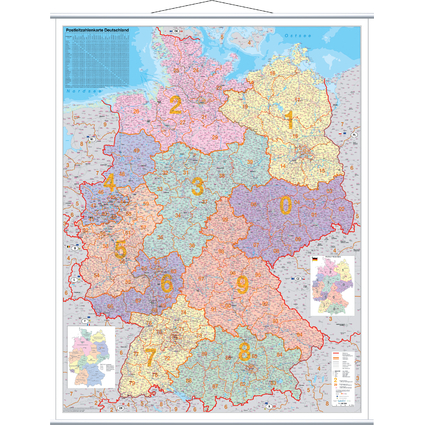 FRANKEN Postleitzahlen-Karte, laminiert, 970 x 1.370 mm