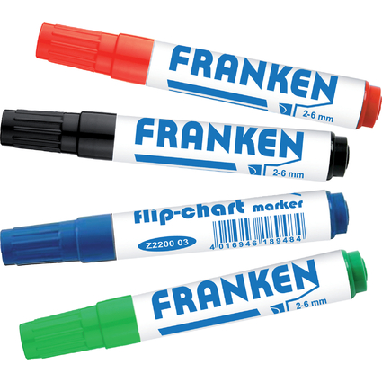 FRANKEN Flipchart Marker, Strichstrke: 2-6 mm, 4er Etui