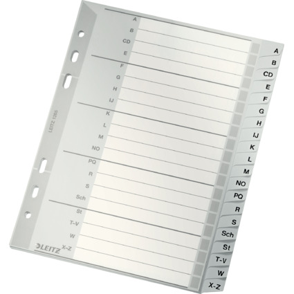 LEITZ Kunststoff-Register, A-Z, A5, PP, 20-teilig, grau
